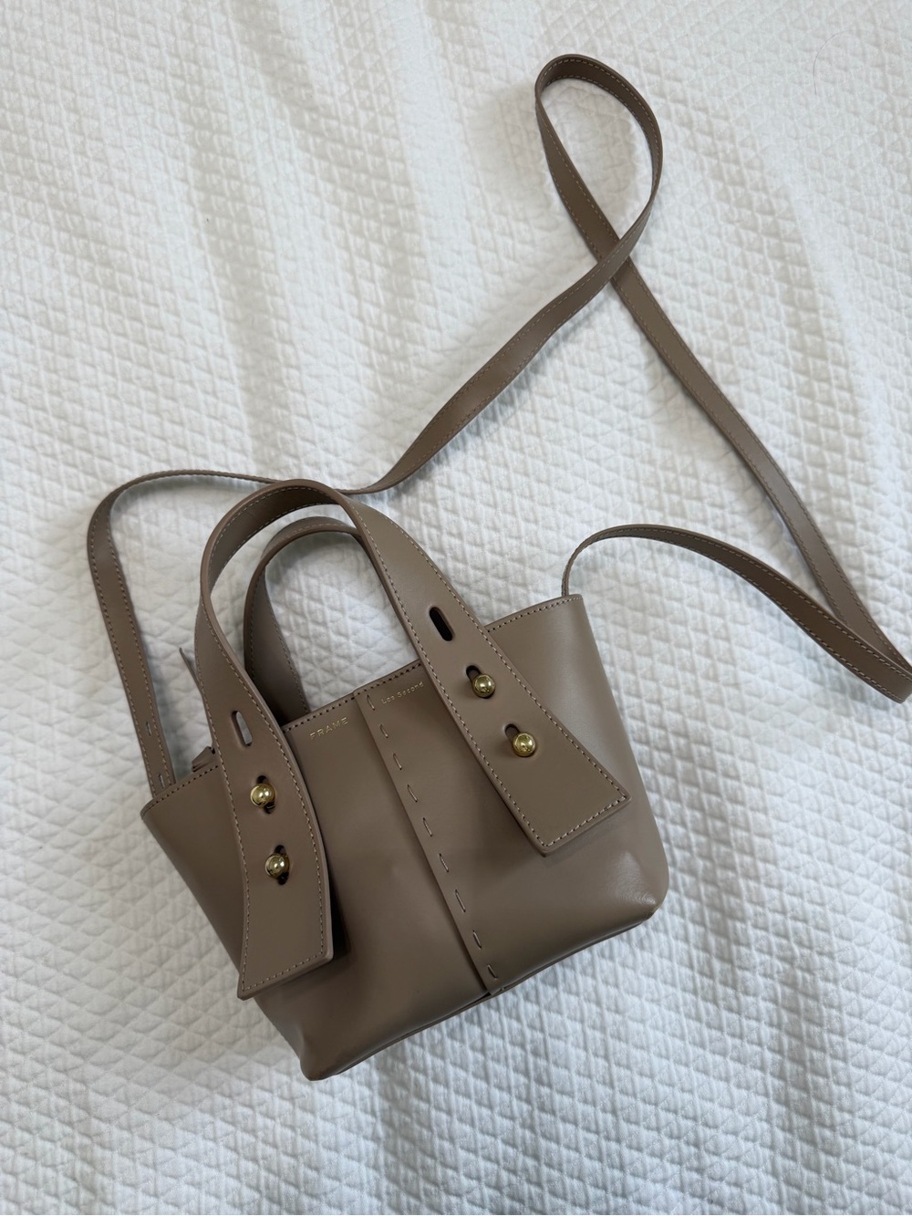 Frame Mini Les Second Leather Crossbody Bag Cafe Au Lait